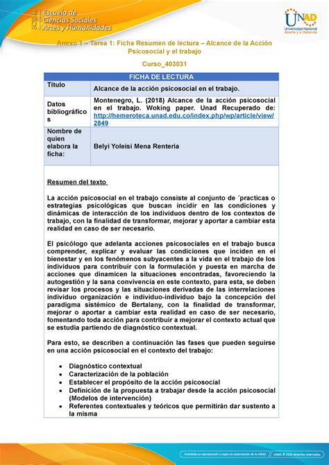 Anexo 1 Tarea 1 Ficha Resumen Lectura Acción psicosocial y trabajo