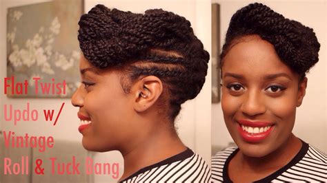 Flat Twist Updo W Vintage Bang Natural Hair Parisin85 Youtube