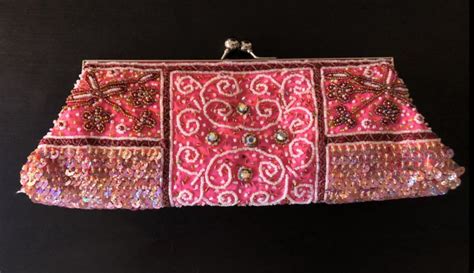 Vintage Beaded And Sequined Evening Bag Wedding Party Rose Handbag EBay