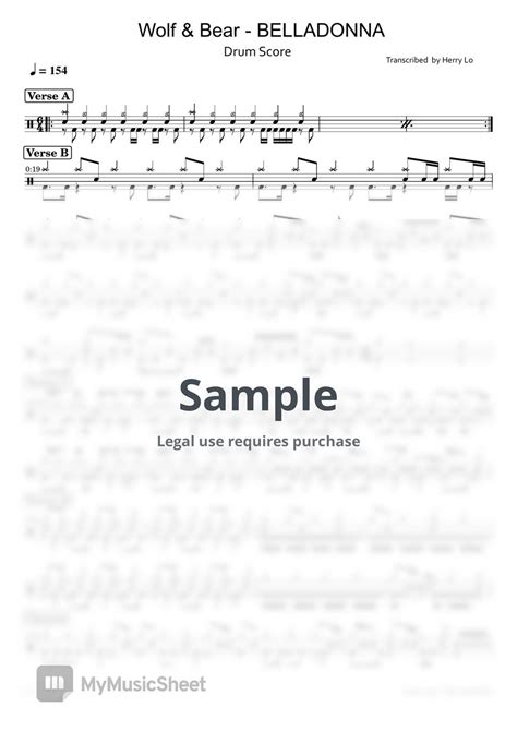 Wolf & Bear - BELLADONNA Sheets by Herry Lo Drums