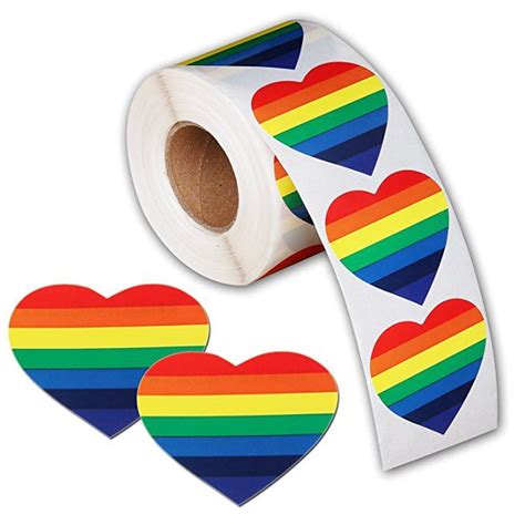 A AIFAMY Gay Pride Stickers Heart Shaped Love Pride Stickers Roll Tape Support LGBT X