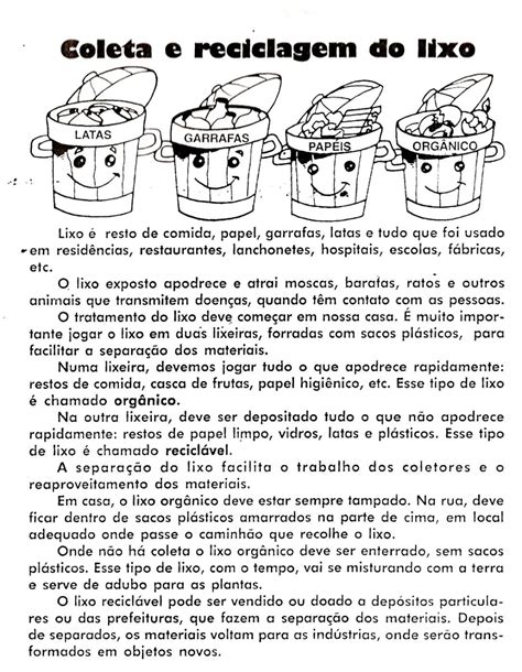 Atividade Sobre O Lixo 1 Ano