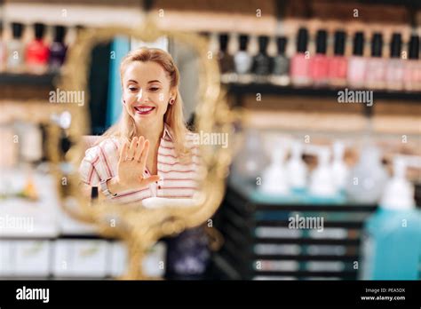 Calm Mature Woman Attending Nail Bar This Time Stock Photo Alamy