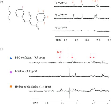 Nile Red localization assessed by NMR study. (a) Nile Red chemical ...