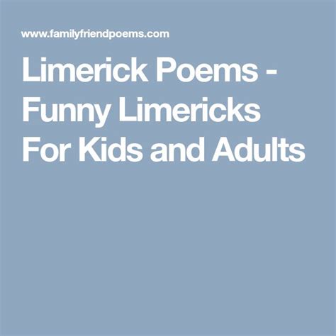 Limerick Poems - Funny Limericks For Kids and Adults