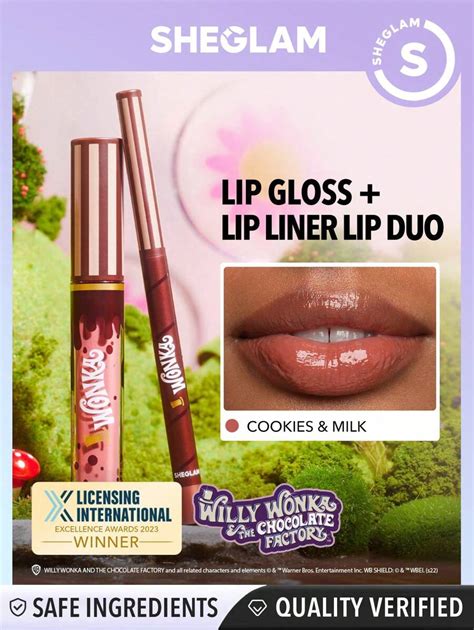 Willy Wonka SHEGLAM Cocoa Kiss Lip Duo Cookies N Milk Gift Brown