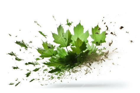 Premium AI Image | Plant leaf explosion bursting from white background