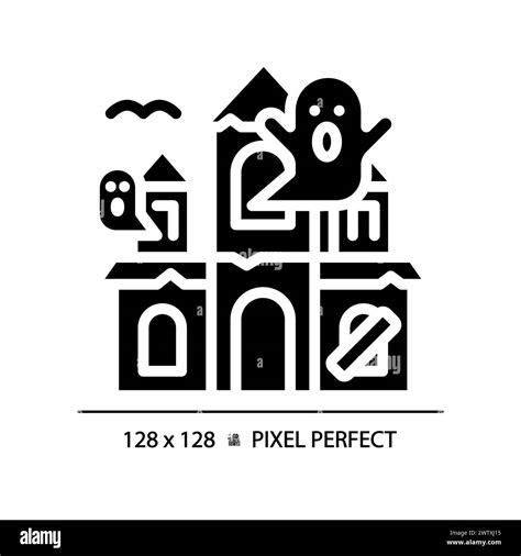 Haunted House Pixel Perfect Black Glyph Icon Stock Vector Image And Art