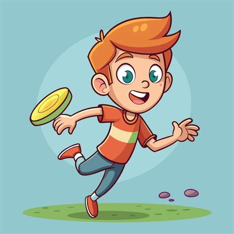 Premium Vector Cute Boy In Frisbee Pose Vector Clipart