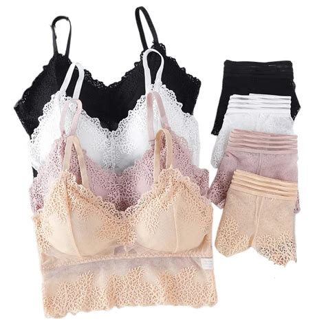 Women Bra Brief Set French Lace Underwear Female Sexy Lingerie Set Lace Bralette Crop Top