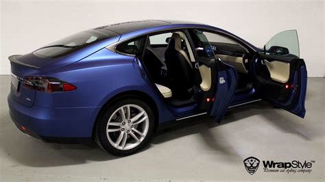 Tesla Model S Blue Matt Wrap Wrapstyle