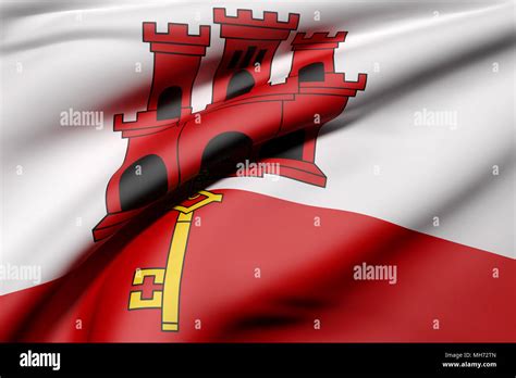 D Rendering Of Gibraltar Flag Waving Stock Photo Alamy