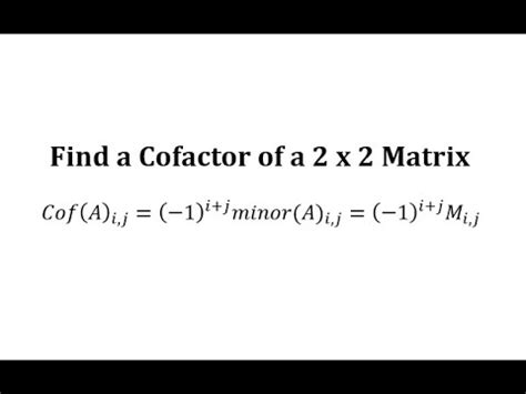 Find A Cofactor Of A By Matrix Youtube