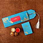 Peacock Rakhi With Personalised Compass Box And Dry Fruits Hungary