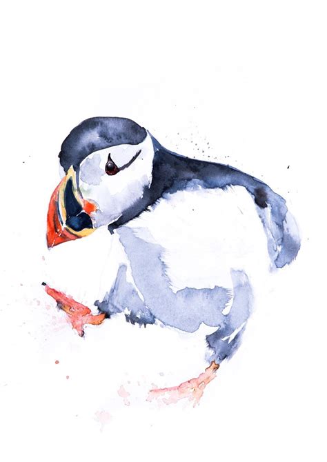 Puffin Painting Puffin Watercolour - Puffin Wall Art - Hand Signed, Numbered and Embossed ...