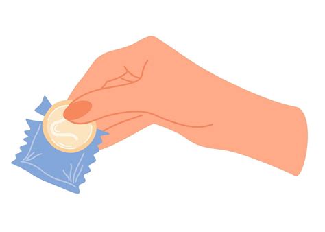 Hand Holds A Condom Package Safe Sex Protection From Pregnancy And Hiv Infection Flat Cartoon