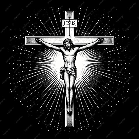 Desenho Jesus Na Cruz - Um desenho de Jesus na cruz que diz Jesus sobre ele | Vetor Premium