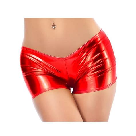 Vêtements lingerie Short en cuir PU brillant pour femme look de support butin pole légiti