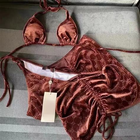 Gucci Traje De Ba O De Las Mujeres Bikini Sexy Halter De Tres Puntos De Estilo Dividido