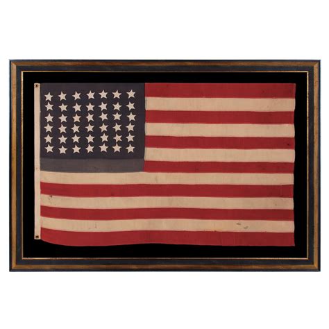 Antique American U.S Navy Jack with 38 Hand-Sewn Stars and a Rare Maker