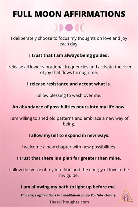 Full Moon Affirmations | Affirmations, Spiritual manifestation ...