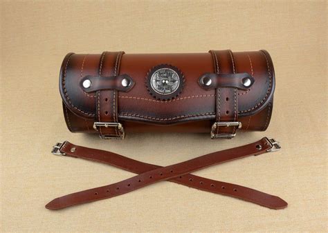 Brown Motorcycle Genuine Leather Tool Bag Front Rear Handlebar Etsy