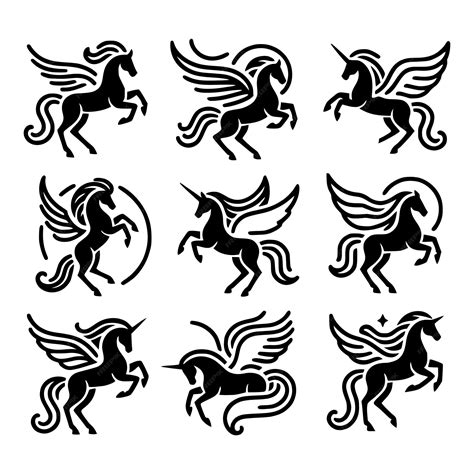 Premium Vector Pegasus Silhouette Set Royalty Free Images