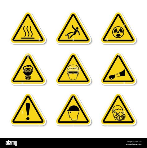 Símbolos De Advertencia Triangulares Etiquetas De Peligro Señalar