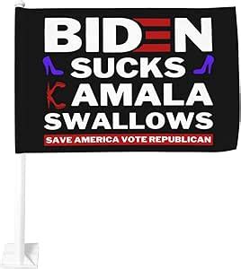 Amazon X In Biden Sucks Kamala Swallows Car Flag Fuck Joe Biden Anti Kamala Harris