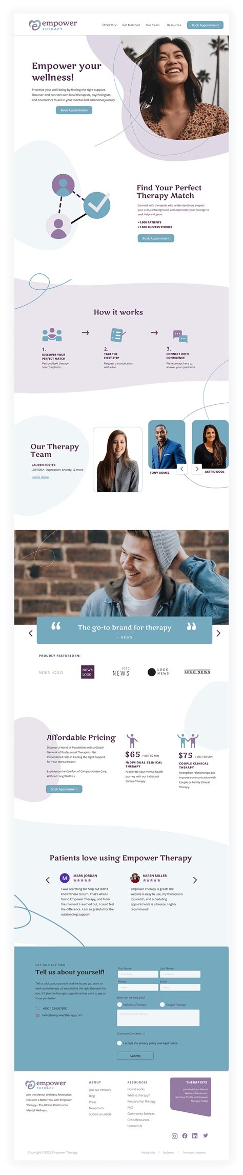 Therapy Website Template on Behance