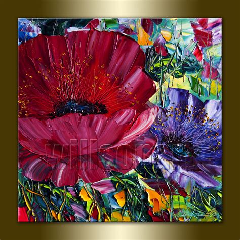 Poppy Giclee Canvas Print Modern Flower Art From Original Oil Painting