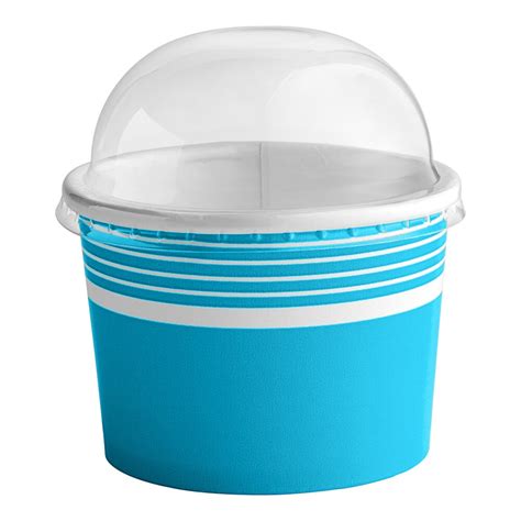 Choice 12 Oz Blue Paper Frozen Yogurt Food Cup With Dome Lid 50 Case