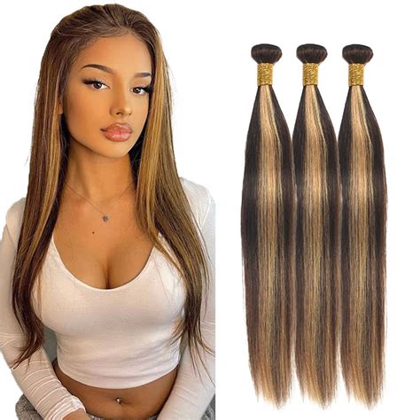 Amazon Ombre Bundles Human Hair P Straight Bundles Blonde Highlight Bundles