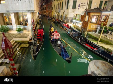 february  venice italy  gondola  traditional venetian boat