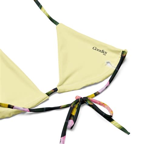 Pink And Yellow Lily 90s Floral Bikini Print Printed Bikini 90s 80s Floral Triangle Bikini