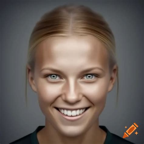 Detailed Headshot Of 33 Year Old Austrian Woman With Blonde Hair And Small Smile On Craiyon