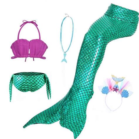 Amzbarley Pi Ces Petite Filles Maillot De Bain Princesse Queue De Sir Ne Bikini Cosplay Plage