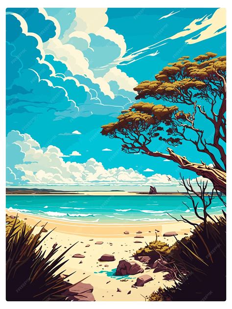 Premium Vector | Bryon bay australia vintage travel poster souvenir