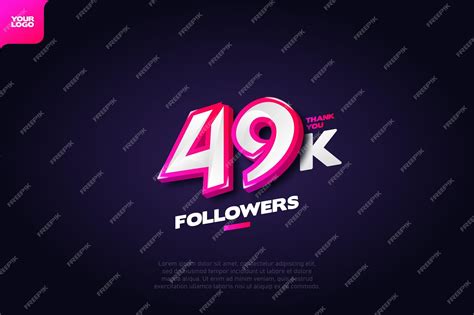 Premium Vector | 49k followers with dynamic 3d numbers on dark blue ...