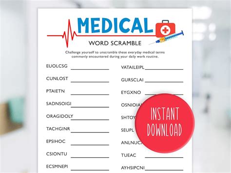 Medical Word Scramble Nurse Word Scramble Healthcare Word Scramble Printable Nurses Week