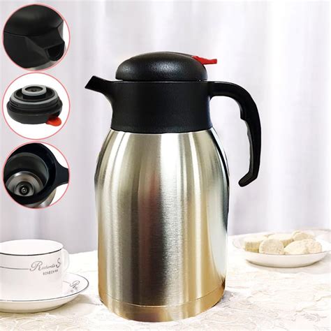 Fb Funkybuys Stainless Steel Pump Action Vacuum Airpot Flask Jug Ideal For Hot And Cold