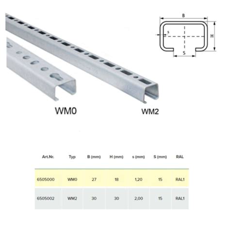 BIS RapidRail Montageschiene Stahl 1Meter WM 0 WM 2 Profil C Profil