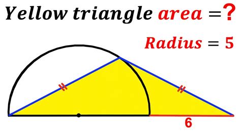 Can You Find Area Of The Yellow Shaded Triangle Semicircle Math