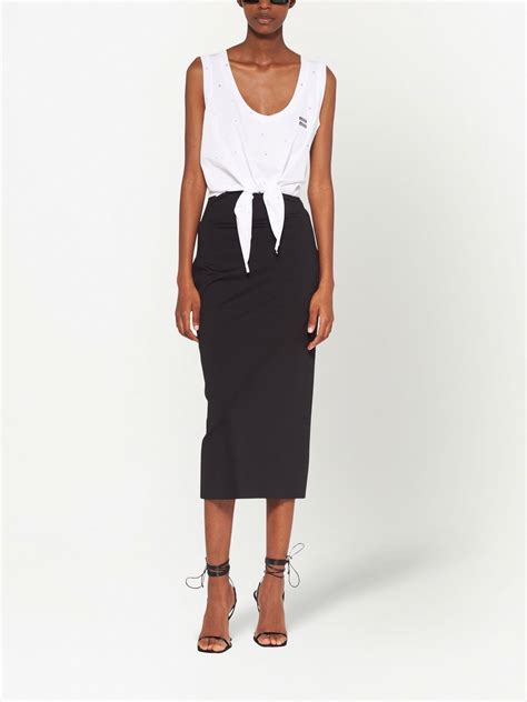 Miu Miu crystal-embellished Cotton Tank Top - Farfetch