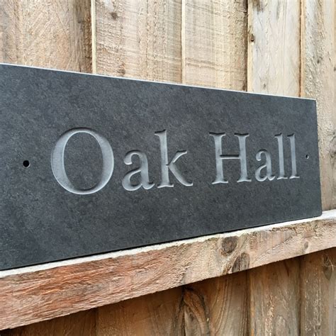 Riven Signs Riven Slate Address Plaque 400 X 150mm Natural Lettering