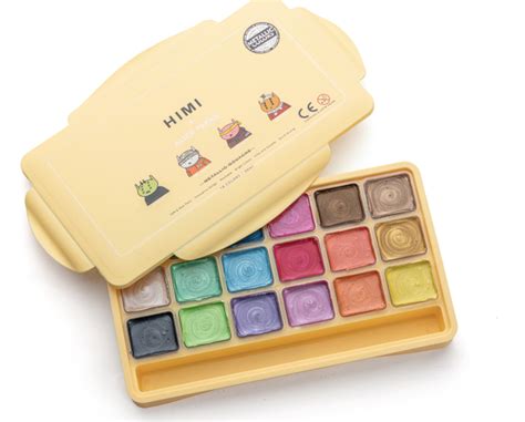 MIYA Himi Metallic Gouache Paint Set 18 Colors X 30Ml Unique Jelly Cup