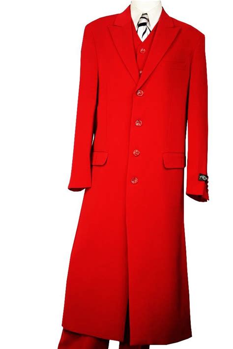 Stylish 3pc Long Zoot Suit Set Red Zoot Suit Suit Fashion Mens