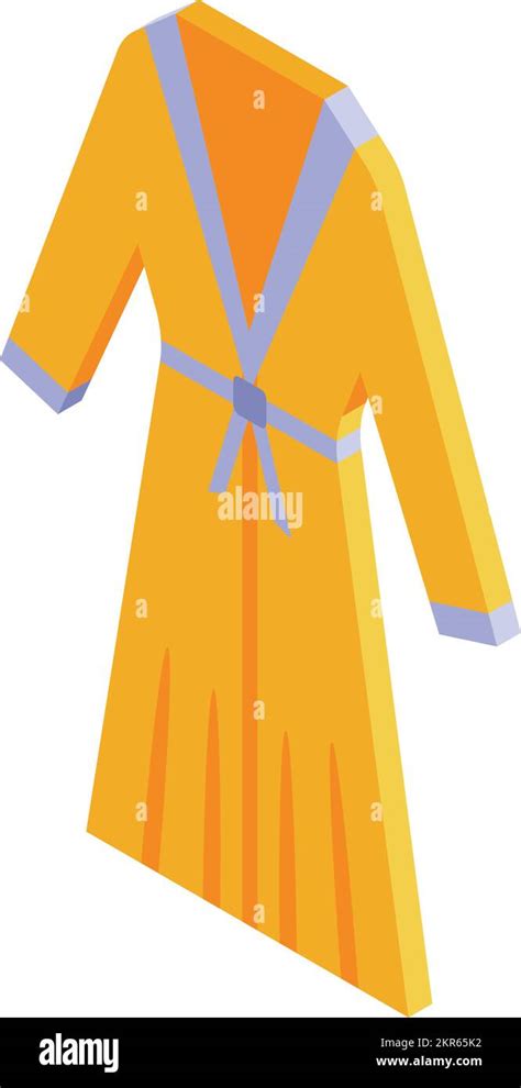 Yellow Robe Icon Isometric Vector Fabric Soft Bathroom Textile Stock