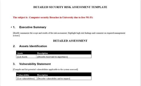 Solved Detailed Security Risk Assessment Template The