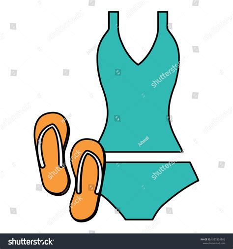 Female Swimsuit Bikini Flip Flops Vector Stock Vector Royalty Free Shutterstock